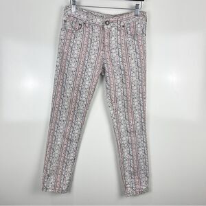 Free People Printed Striped Mid Rise Skinny Jeans Women's size 27